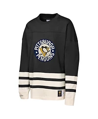 Mitchell & Ness Big Boys and Girls Black Pittsburgh Penguins Chainstitch Heavyweight Long Sleeve T-Shirt
