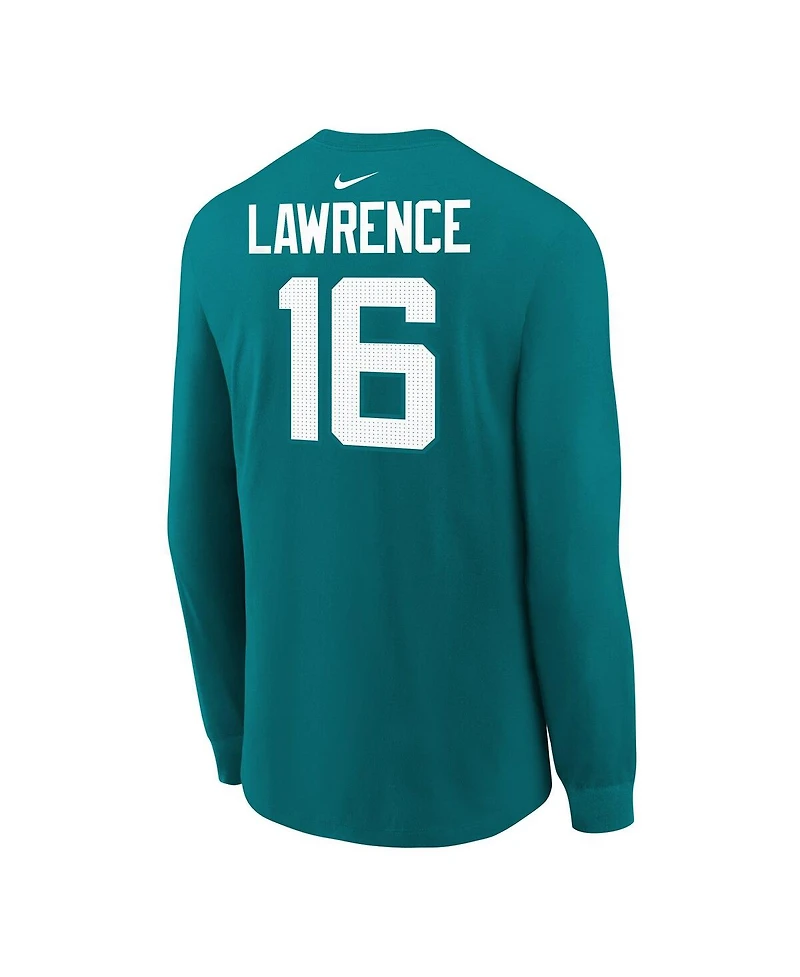 Nike Big Boys and Girls Trevor Lawrence Teal Jacksonville Jaguars Player Name Number Long Sleeve T-Shirt