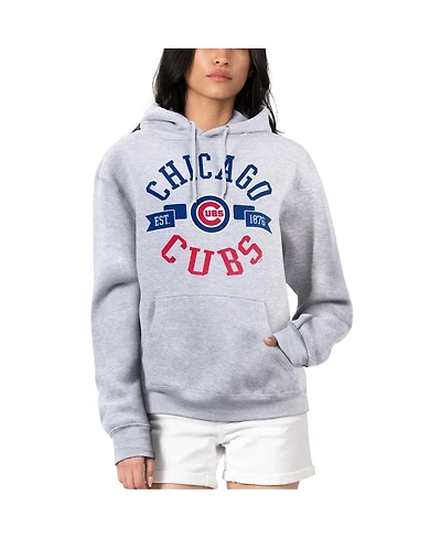 G-iii 4Her by Carl Banks Women's Heather Gray Chicago Cubs City Graphic Pullover Hoodie