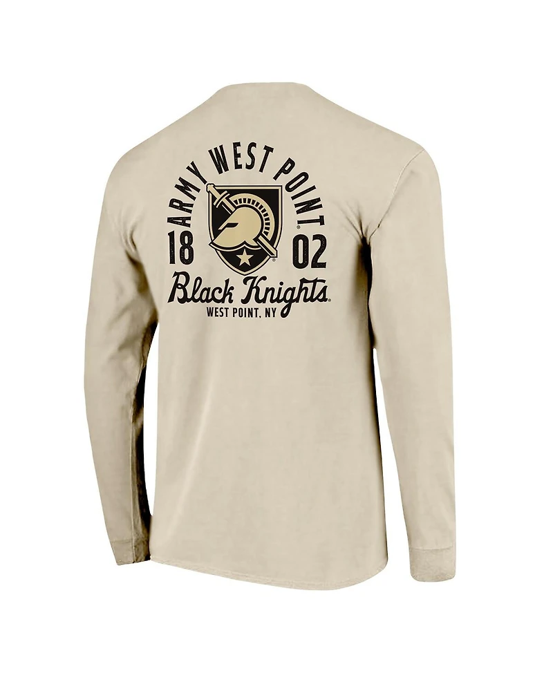 Image One Men's Natural Army Black Knights Comfort Colors Mascot Overlay Long Sleeve T-Shirt