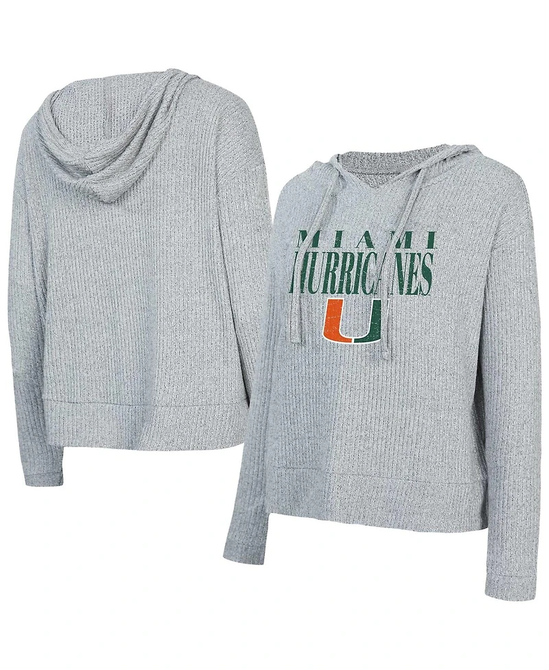 Concepts Sport Women's Grey Miami Hurricanes Juniper Soft Modest Cropped Long Sleeve Hoodie