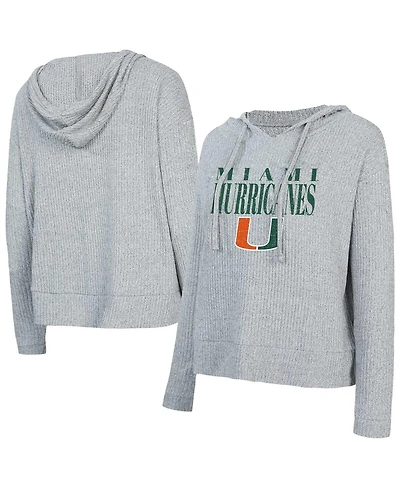 Concepts Sport Women's Grey Miami Hurricanes Juniper Soft Modest Cropped Long Sleeve Hoodie