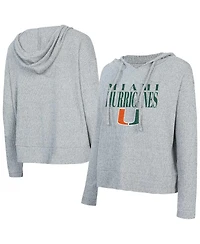 Concepts Sport Women's Grey Miami Hurricanes Juniper Soft Modest Cropped Long Sleeve Hoodie