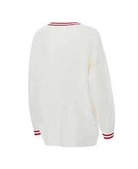 ZooZatz Women's Cream Georgia Bulldogs Striped Knit Button-Up Cardigan Sweater