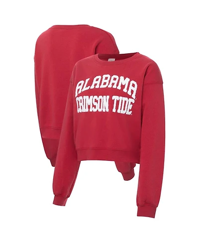 ZooZatz Women's Crimson Alabama Tide Chenille Cropped Sweatshirt