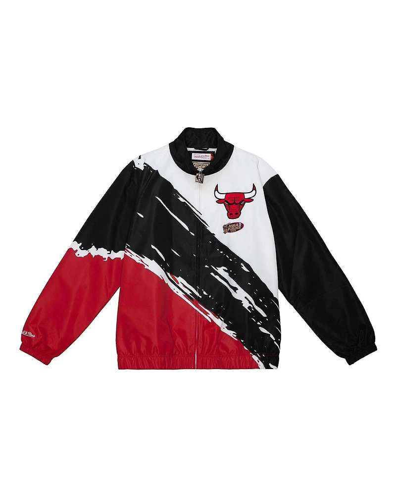 Mitchell & Ness Men's White Chicago Bulls Paintbrush Full-Zip Windbreaker Jacket