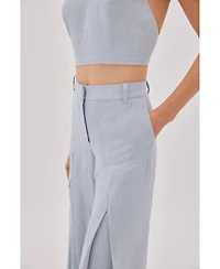 Labeca London Women's Polly Dusty Linen Backless Crop Top