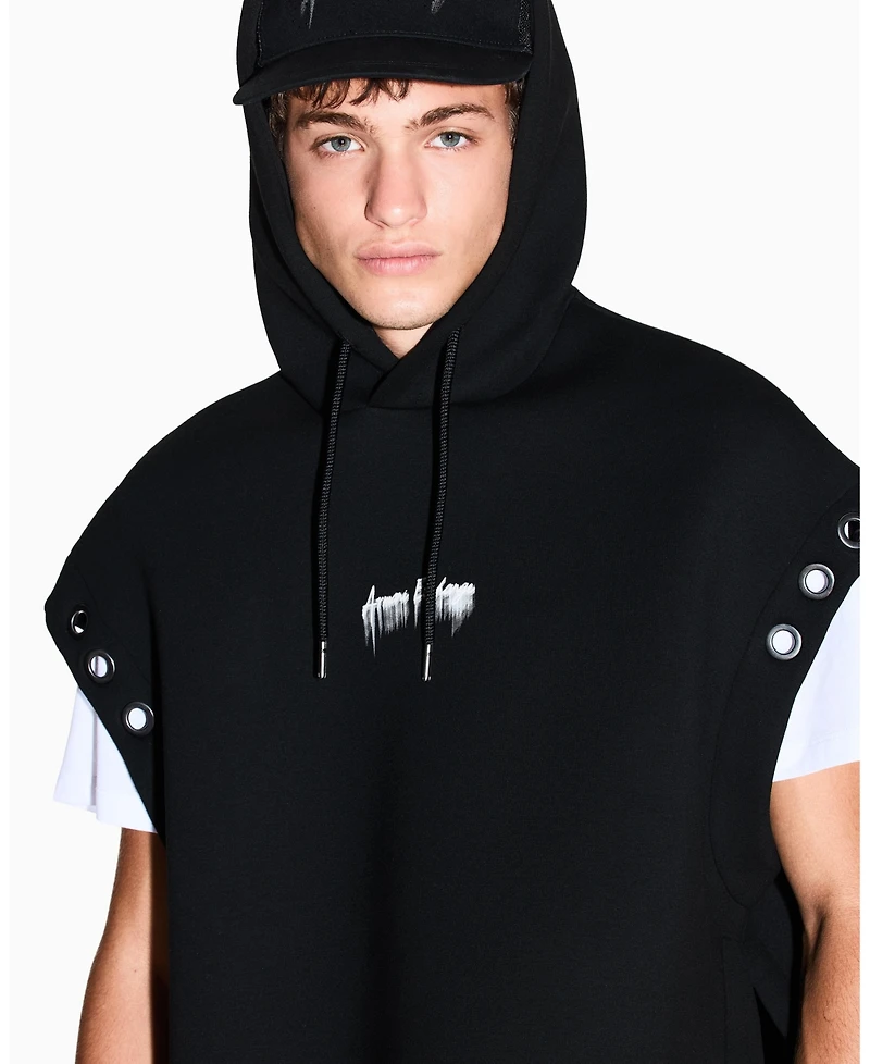 A|X Armani Exchange Men's Night Lab Sleeveless Scuba with Grommets Sweatshirt