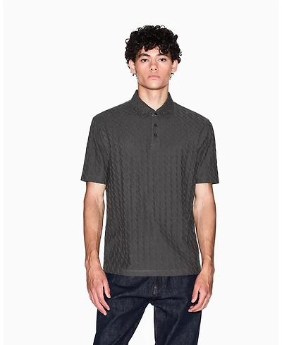 A|X Armani Exchange Men's Short Sleeve Mercerized Cotton Jacquard Polo Shirt