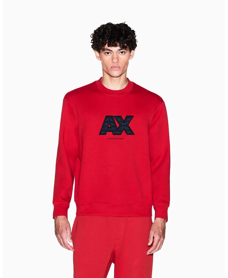 A|X Armani Exchange Men's Logo Quilted Crewneck Sweatshirt