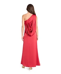 Tahari Asl Women's One Shoulder Drape Back Gown
