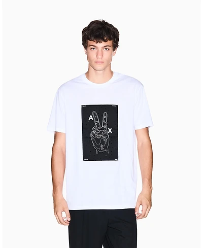A|X Armani Exchange Men's Night Lab Peace Sign Embellished T-Shirt