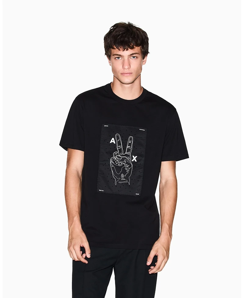 A|X Armani Exchange Men's Night Lab Peace Sign Embellished T-Shirt
