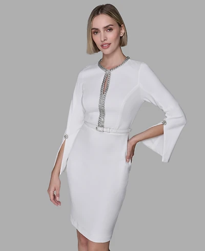 Karl Lagerfeld Paris Women's Chain Trim Sheath Dress