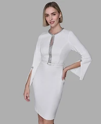 Karl Lagerfeld Paris Women's Chain Trim Sheath Dress