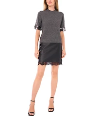 Vince Camuto Women's Mock Neck Short Sleeve Sweater