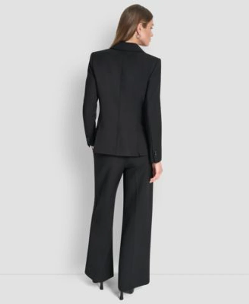 Dkny Womens Double Breasted Long Sleeves Blazer Wide Leg Trousers Long Sleeve Collared Blouse