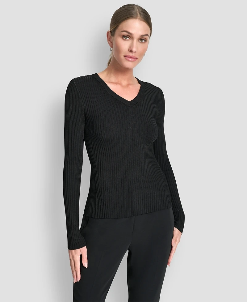 Dkny Women's Sleek Long Sleeve Shine Sweater