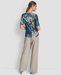 Dkny Women's Drape Neck Short Sleeves Top