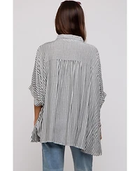 Pinkblush Maternity Charcoal Striped Button Up Dolman Top