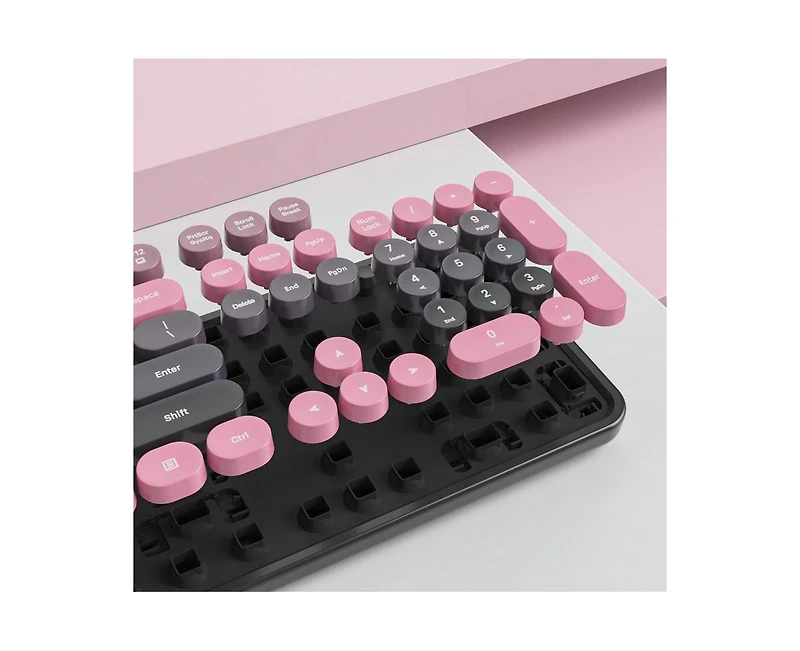 risokeys Wireless Keyboard And Mouse Set - Cute Keyboard And Mouse Combo, Full Size Keyboard With Number Pad & Round Keycaps For Windows Pc Laptop