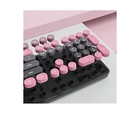 risokeys Wireless Keyboard And Mouse Set - Cute Keyboard And Mouse Combo, Full Size Keyboard With Number Pad & Round Keycaps For Windows Pc Laptop