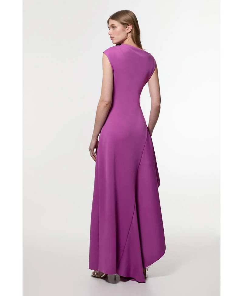 Karen Millen Women's Scuba Drama Ruffle Hem Woven Maxi Dress