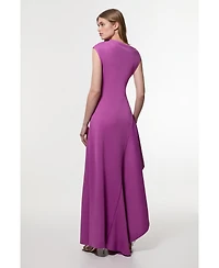 Karen Millen Women's Scuba Drama Ruffle Hem Woven Maxi Dress