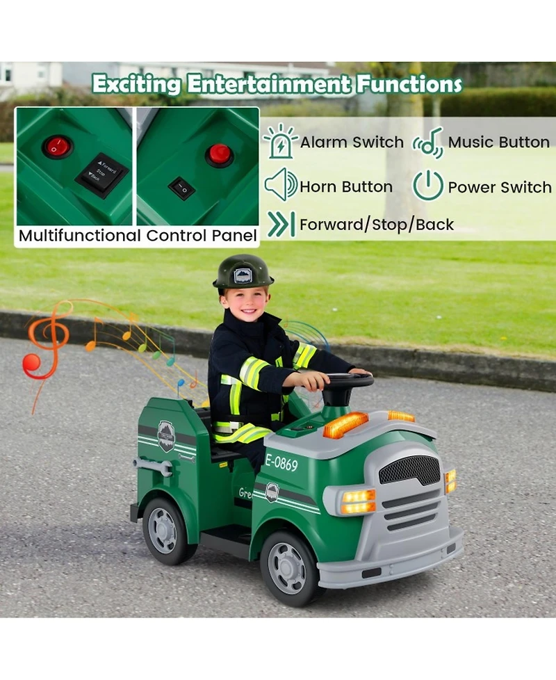 12V Toddler Fire Toy Car with Shovel and Wrench for Ages 37-95 Months
