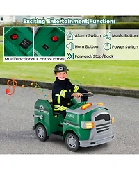 12V Toddler Fire Toy Car with Shovel and Wrench for Ages 37-95 Months
