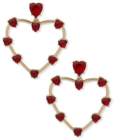 Karl Lagerfeld Paris Red Stone Heart Drop Earrings