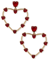 Karl Lagerfeld Paris Red Stone Heart Drop Earrings