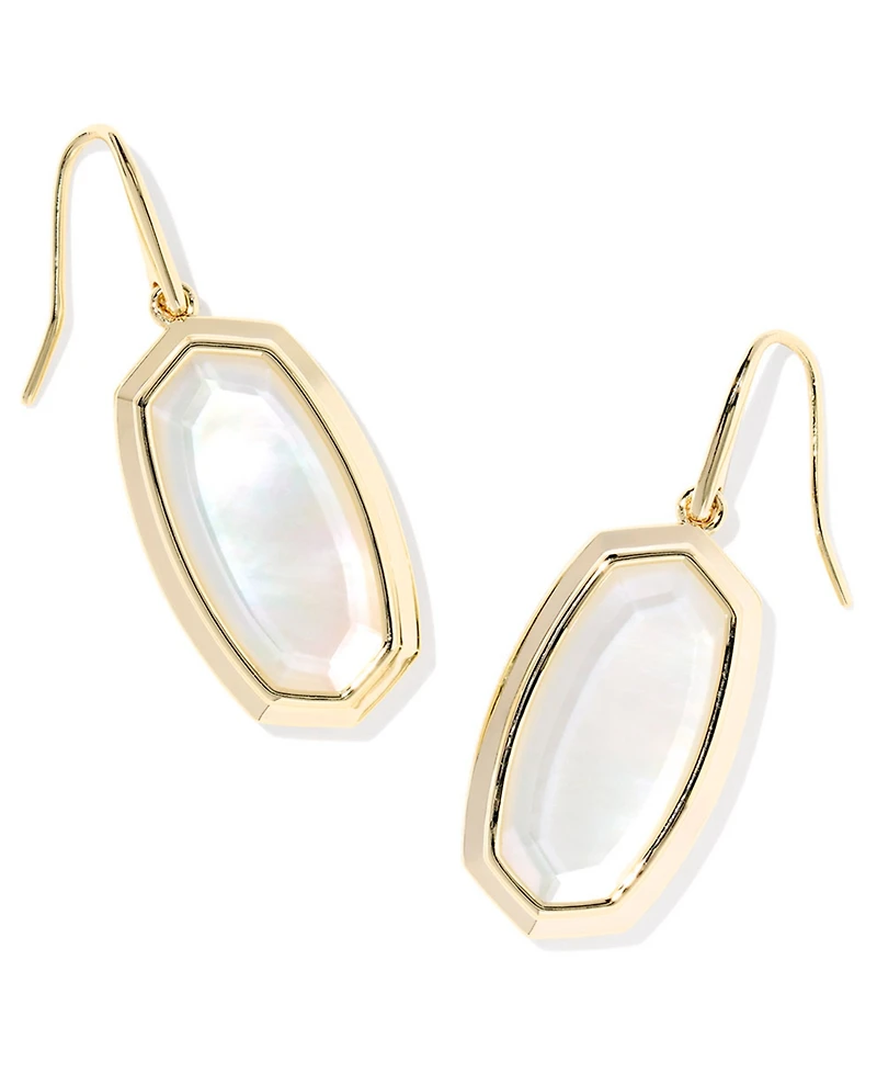 Kendra Scott Imitation Pearl 14K Gold Plated Over Brass Dani Bezel Drop Earrings