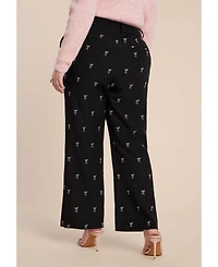 Eloquii Women's Embroidered Bow Bootcut Trouser