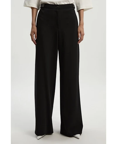 Karen Millen Women's Ponte Pu Wide Leg Pants