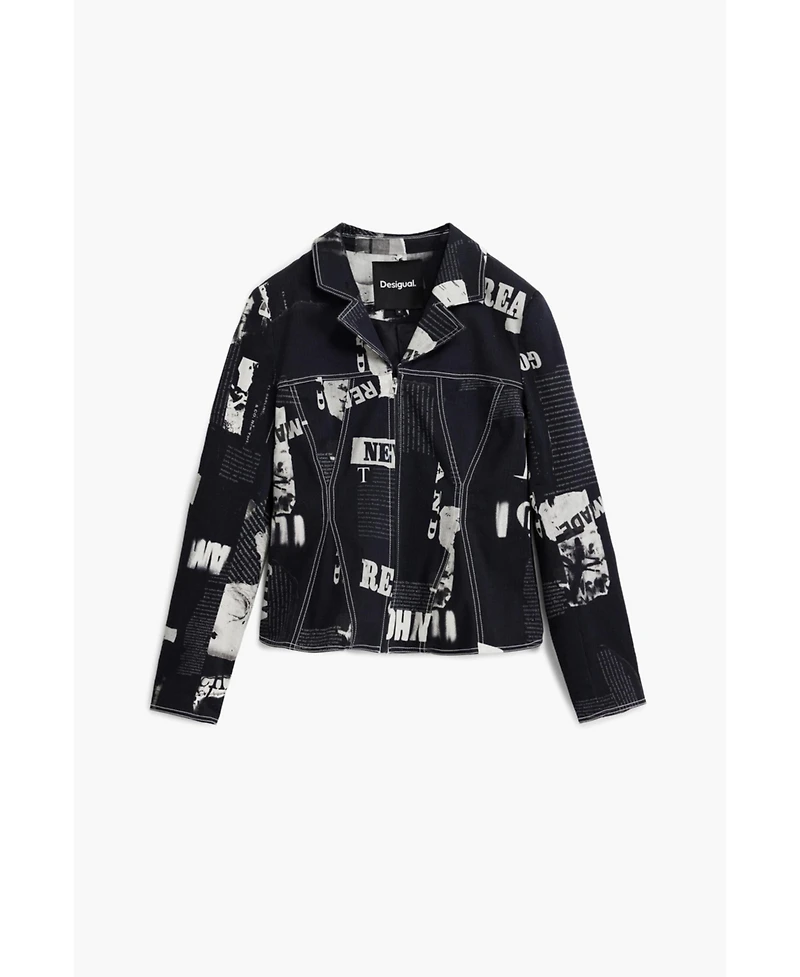 Desigual Women's Newspaper zipper blazer