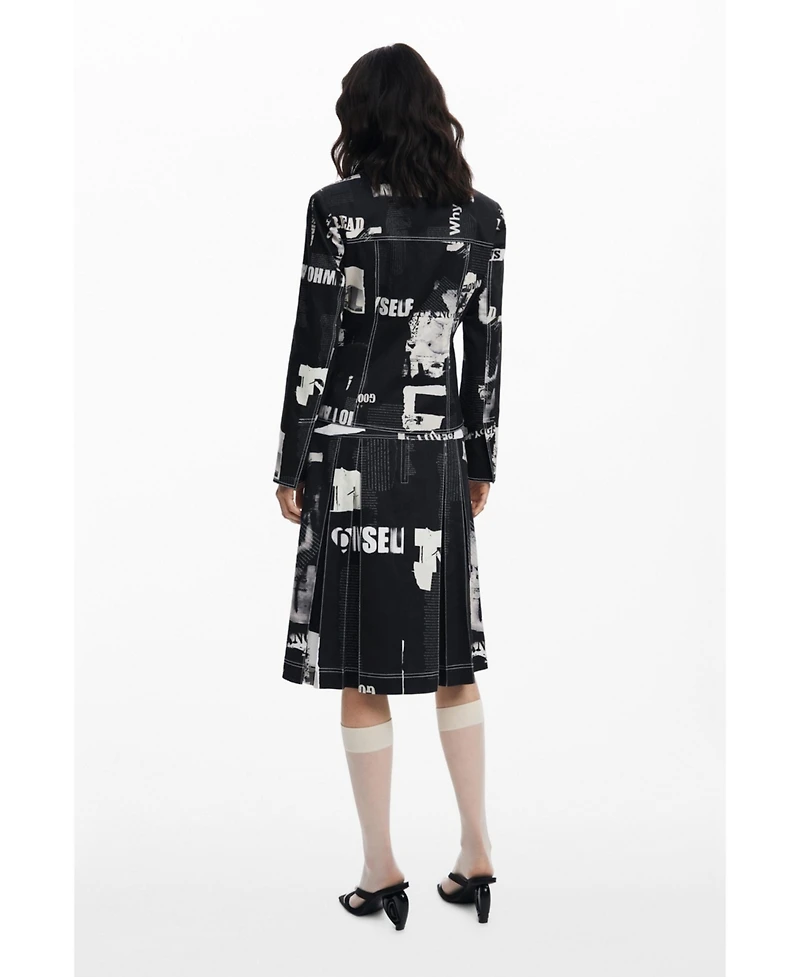 Desigual Women's Newspaper zipper blazer