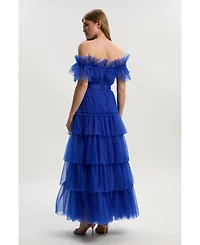 Karen Millen Women's Tulle Off Shoulder Maxi Dress