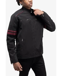 Xray Men's Pu Jacket With Faux Shearling Lining And Moto Stitch On Sleeves Back