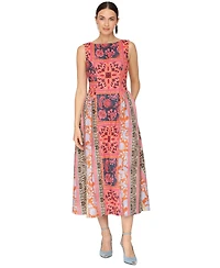 Avec Les Filles Women's Boat Neck Full Skirt Midi Dress