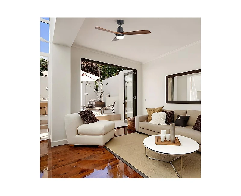 52-inch Modern Minimalist Black 3 Blades Ceiling Fan with 3 color Dimmable and Memory Function Light and Remote control