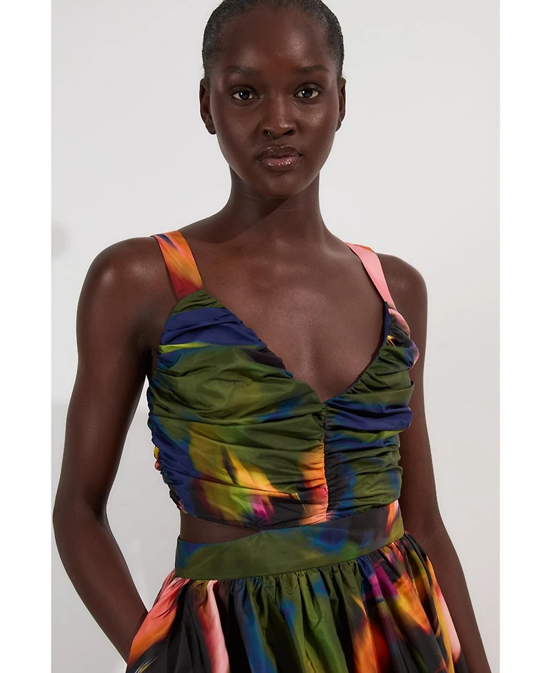 Karen Millen Women's Blurred Floral Taffeta Maxi Dress