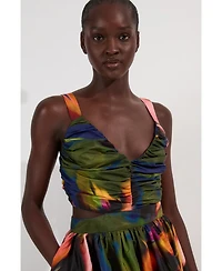 Karen Millen Women's Blurred Floral Taffeta Maxi Dress