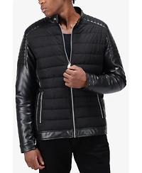 Xray Men's Moto Jacket With Pu sleeves And Faux Shearling Lining