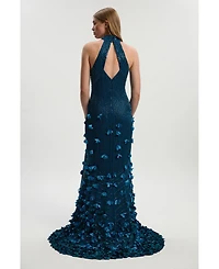 Karen Millen Women's Woven Maxi Rosette Dress