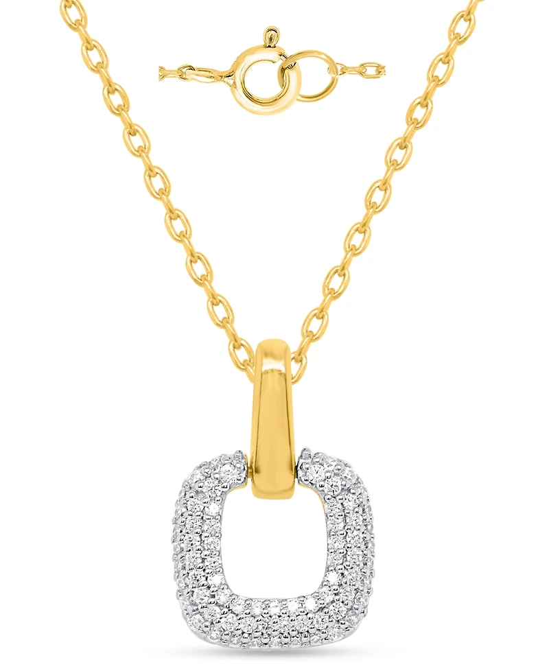 Macy's White Diamond Pendant Necklace (1/4 ct. t.w.) in 14K Gold Plating with Sterling Silver