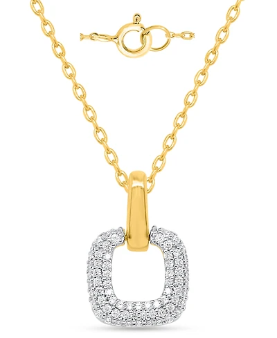 Macy's White Diamond Pendant Necklace (1/4 ct. t.w.) in 14K Gold Plating with Sterling Silver