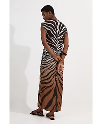 Karen Millen Women's Jacquard Zebra Print Slinky Maxi Dress
