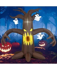 7.8 Ft Halloween Inflatables Scary Dead Tree Halloween Decoration with Ghost Dimming Infinity Mirror Light & 5 Bright Led Lights