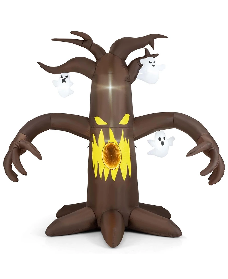 7.8 Ft Halloween Inflatables Scary Dead Tree Halloween Decoration with Ghost Dimming Infinity Mirror Light & 5 Bright Led Lights